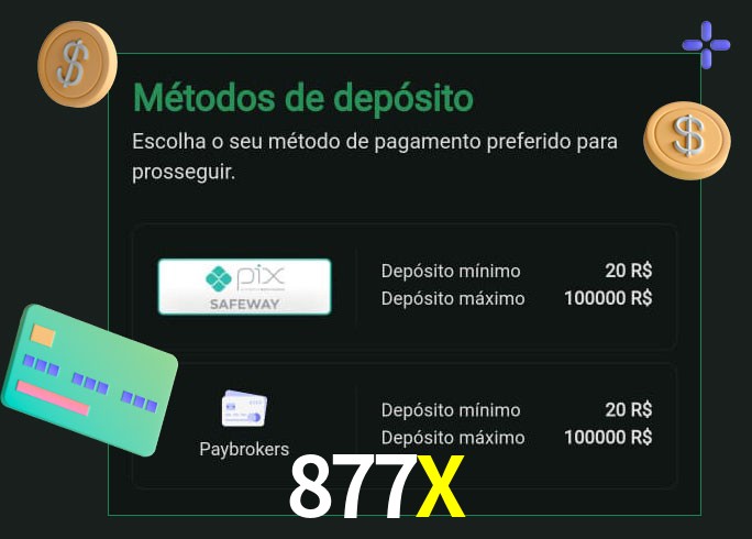 O cassino 877X oferece uma grande variedade de métodos de pagamento